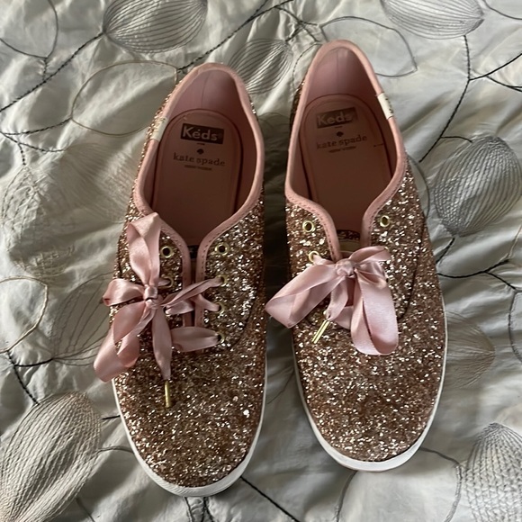 kate spade Shoes - Keds Kate spade New York rose gold/pink glitter tennis shoes size 8.5